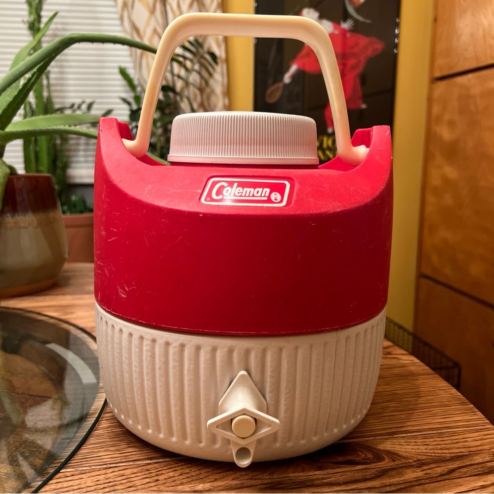 Vintage Coleman Water Cooler Retro w/ Handle Drinking Spout Plastic Camping